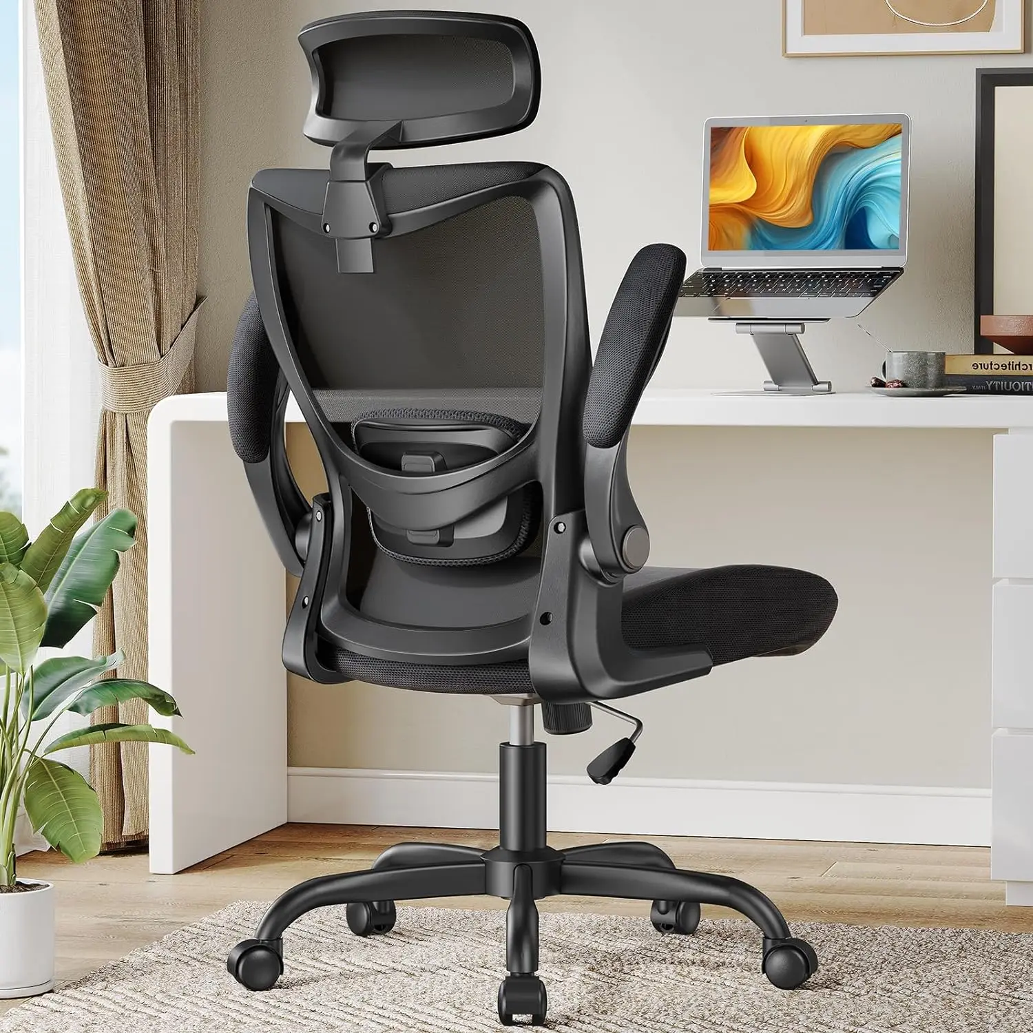 

HUANUO Ergonomic Office Chair, High Back Desk Chair with Adjustable Lumbar Support & Headrest, Home Office Swivel Mesh Computer