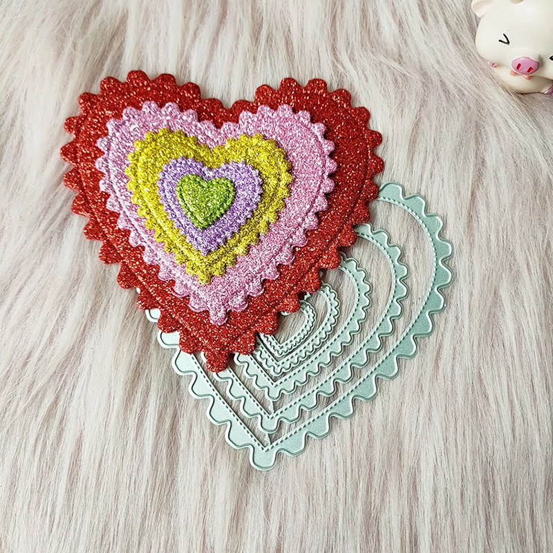 

New 5 Pcs lace hearts metal cutting die mould scrapbook decoration embossed photo album decoration card making DIY handicrafts