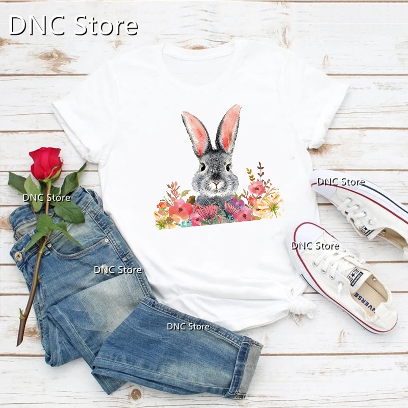 New Tshirt Women Cute And Funny Rabbit In Flower Cartoon Printed Camiseta Mujer Tshirt Fashion High Quality Femme T-Shirt Tops
New Tshirt Women Cute And Funny Rabbit In Flower Cartoon Printed Camiseta Mujer Tshirt Fashion High Quality Femme T-Shirt Tops