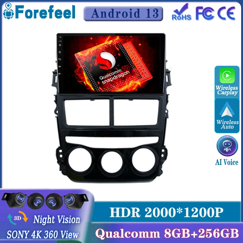 

Android 13 Qualcomm For Toyota Vios Yaris 2018 2019 2020 Multimedia Player 2din DVD GPS Navigation Carplay HU 5G DVD Wifi QLED