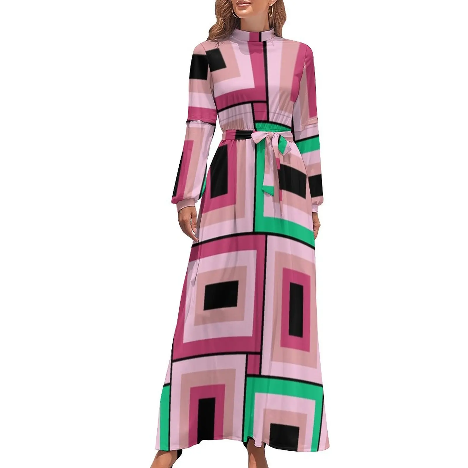 Mid-Century Modern Pink And Green Rectangles Pattern Long Dress african dresses for woman dress for women
Mid-Century Modern Pink And Green Rectangles Pattern Long Dress african dresses for woman dress for women