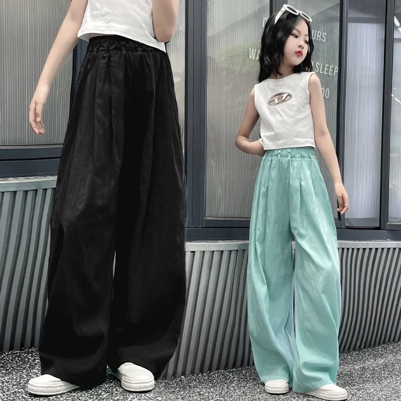 

New Fashion Teenager Girls Wide Leg Pants Summer Casual Loose Children Trousers Birthday Gift 5 6 8 10 12 14 Years Kids Clothes