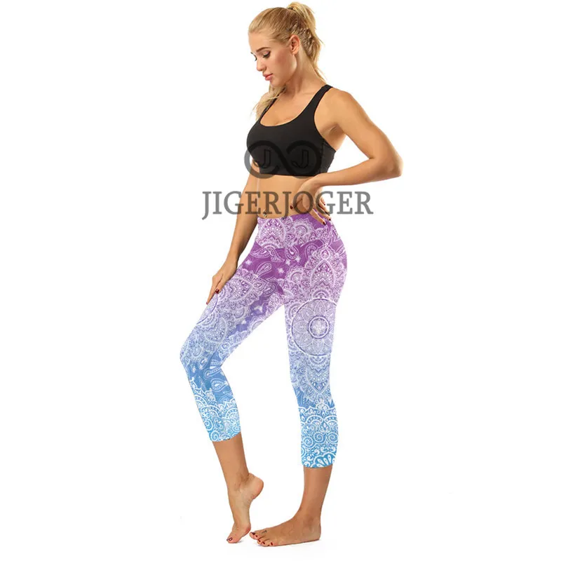 

Фиолетовые брюки с высокой талией и карманами 7/8, Капри, укороченные Леггинсы, лосины для йоги, леггинсы, Zumba, женская одежда для фитнеса