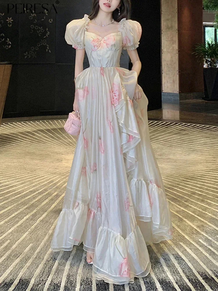 PEIRESA Puff Sleeve Floral Print Fairy Dress Women Square Collar Slim Waist Irregular Hem Holiday Long Dresses Vestidos Robes
PEIRESA Puff Sleeve Floral Print Fairy Dress Women Square Collar Slim Waist Irregular Hem Holiday Long Dresses Vestidos Robes