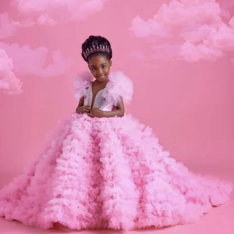 Pink Luxurious Shinny Crystals Flower Girl Dresses Ball Gown V Neck Tulle Little Kids Birthday Pageant Gowns
Pink Luxurious Shinny Crystals Flower Girl Dresses Ball Gown V Neck Tulle Little Kids Birthday Pageant Gowns