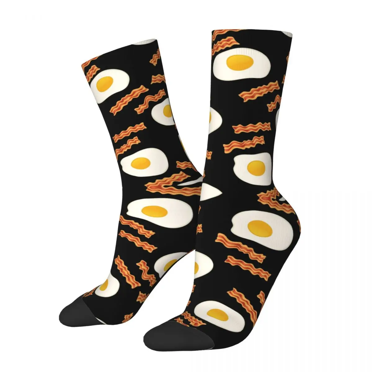 

Bacon And Eggs For Breakfast Socks Harajuku Sweat Absorbing Stockings All Season Long Socks Accessories for Birthday Present
