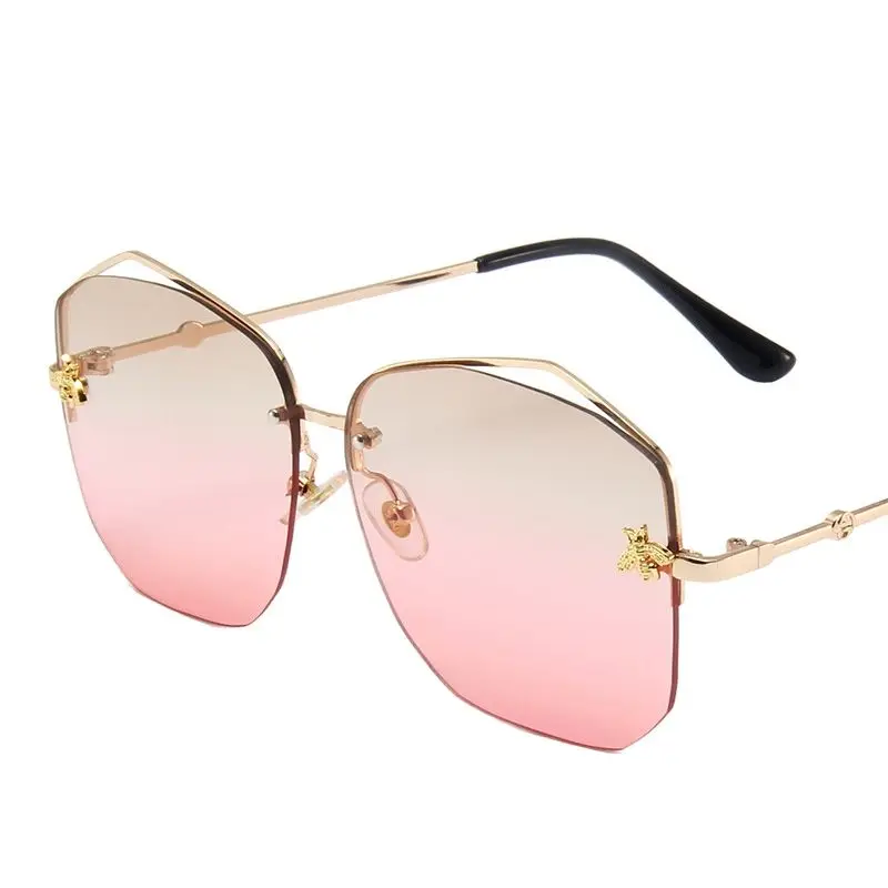 

Trendy New Personality Half Frame Metal Glasses Ocean Piece Ladies Sunglasses Exquisite Little Bee Eyewear