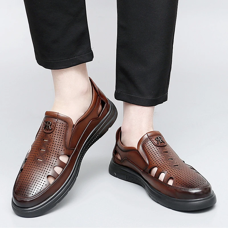 Men's Sandals Comfortable Hollow Anti slip Soft Sole Lightweight and Breathable Classic Durable Fashion Casual Leather Shoes
Men's Sandals Comfortable Hollow Anti slip Soft Sole Lightweight and Breathable Classic Durable Fashion Casual Leather Shoes