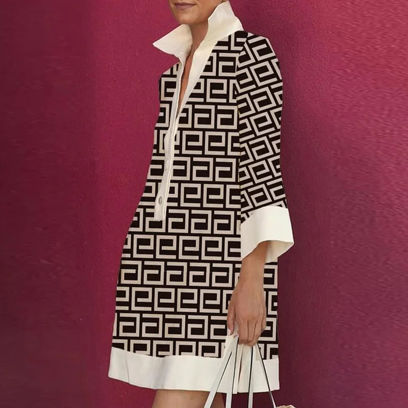 Elegant Flower Printing Dress For Women 2023 New Wrist Sleeve Female Clothes Fashion Turn-down Collar Ladies A-Line Dresses
Elegant Flower Printing Dress For Women 2023 New Wrist Sleeve Female Clothes Fashion Turn-down Collar Ladies A-Line Dresses