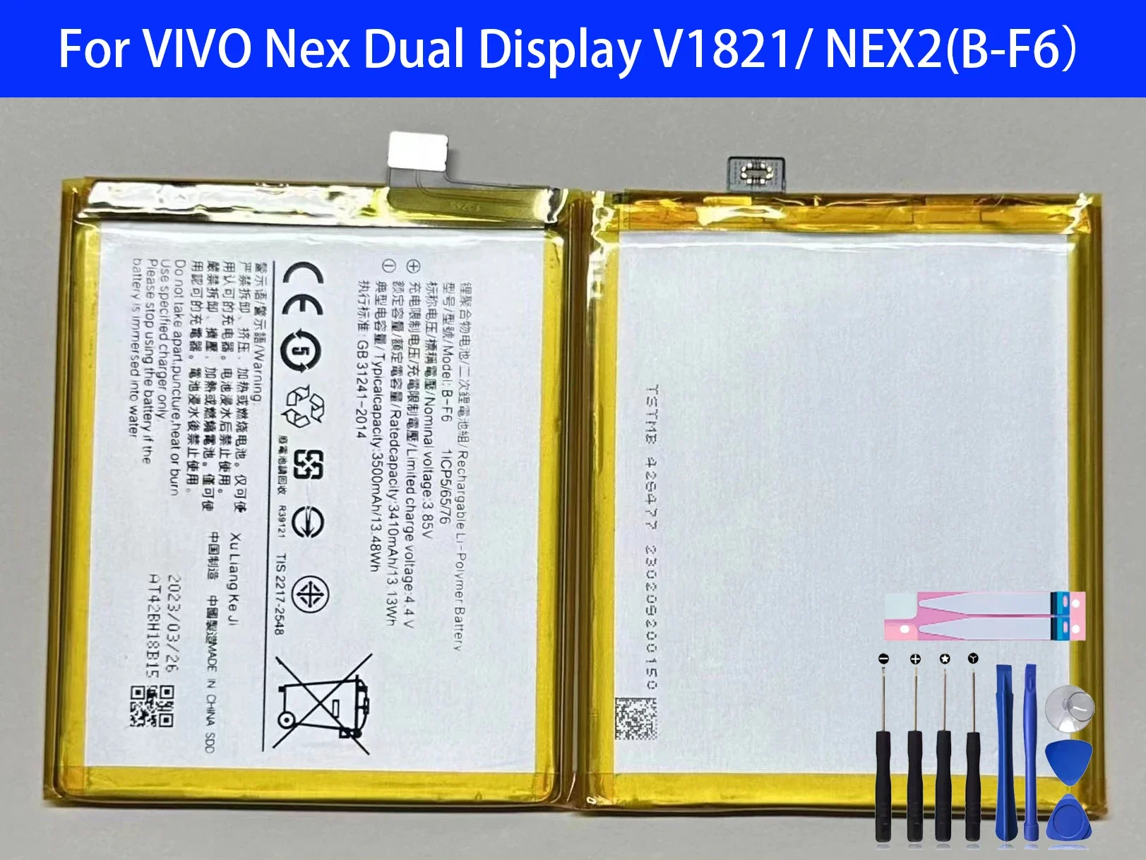 100% Original B-F6 Replacement Battery For VIVO Nex Dual Display V1821/ NEX2 Batteries+Tools
100% Original B-F6 Replacement Battery For VIVO Nex Dual Display V1821/ NEX2 Batteries+Tools