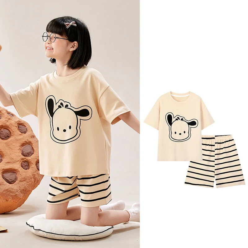 

Kawaii SanrioedSummer New Children's Home Furnishings My Melody Cinnamoroll Pachacco Cute cartoon girl pajamas Festival gifts