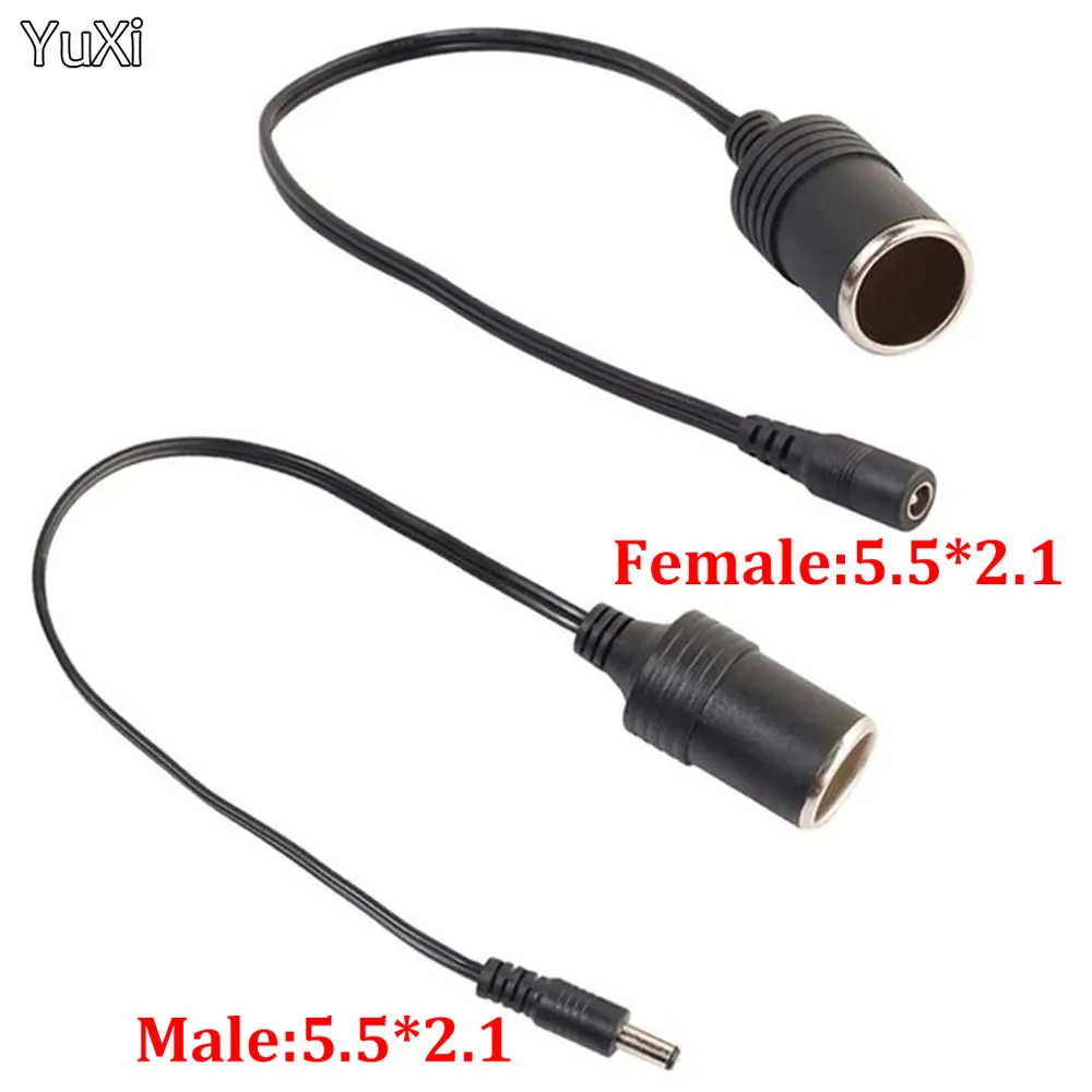 

1PCS DC 12V Female Car Cigarette Lighter Socket Splitter Female Male Plug Connector Charger Cable Adapter 5.5x2.1mm Amper 30CM