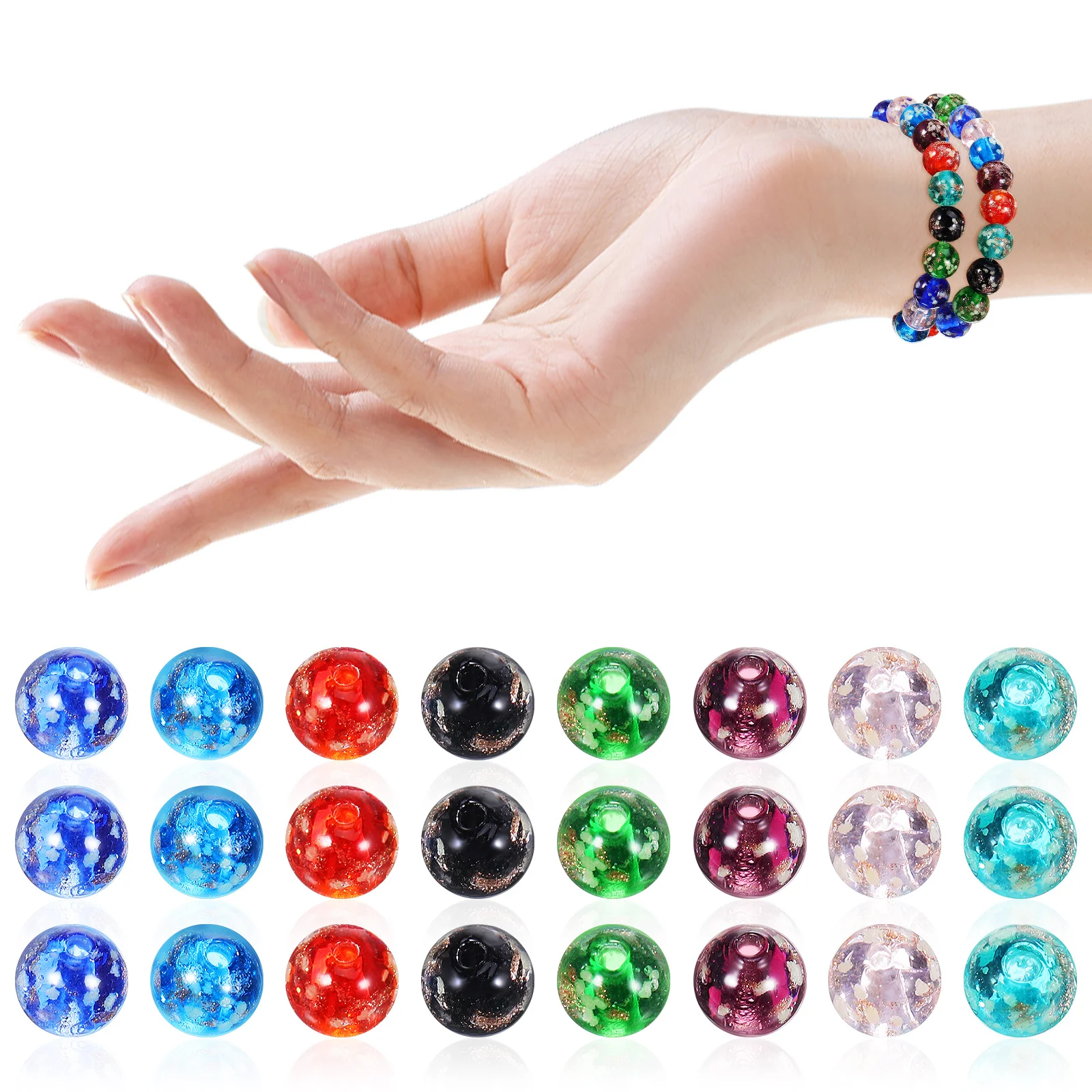 

40 Pcs Luminous Glass Beads Trendy For Jewelry Making Small Bulk Tiny Crackle Little
