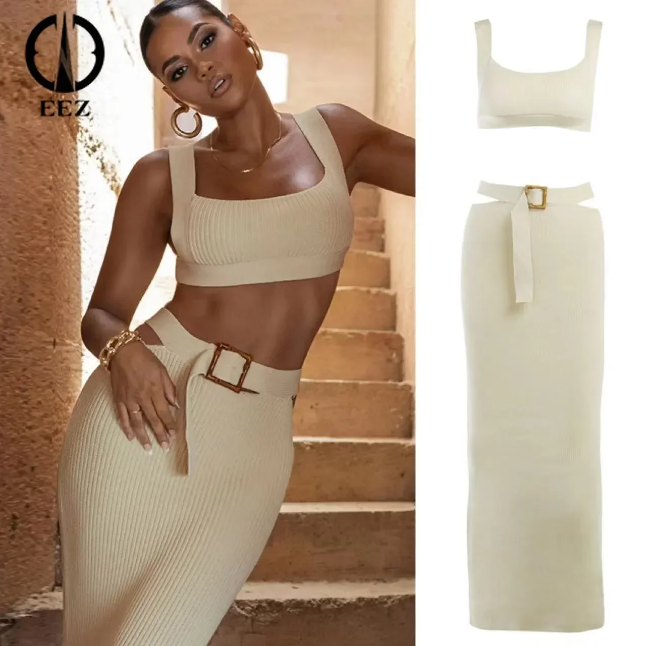 Sexy Ribbed Knitted 2 Piece Sets Women High Waist Hollow Package Hip Skirt Casual Halter Crop Top Elegant Corset Camis Coquette
Sexy Ribbed Knitted 2 Piece Sets Women High Waist Hollow Package Hip Skirt Casual Halter Crop Top Elegant Corset Camis Coquette