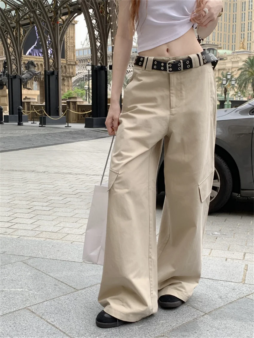 

Alien Kitty Khaki Pants Women Casual Straight Loose Stylish New Summer Office Lady Chic 2023 Solid All Match Streetwear Pockets