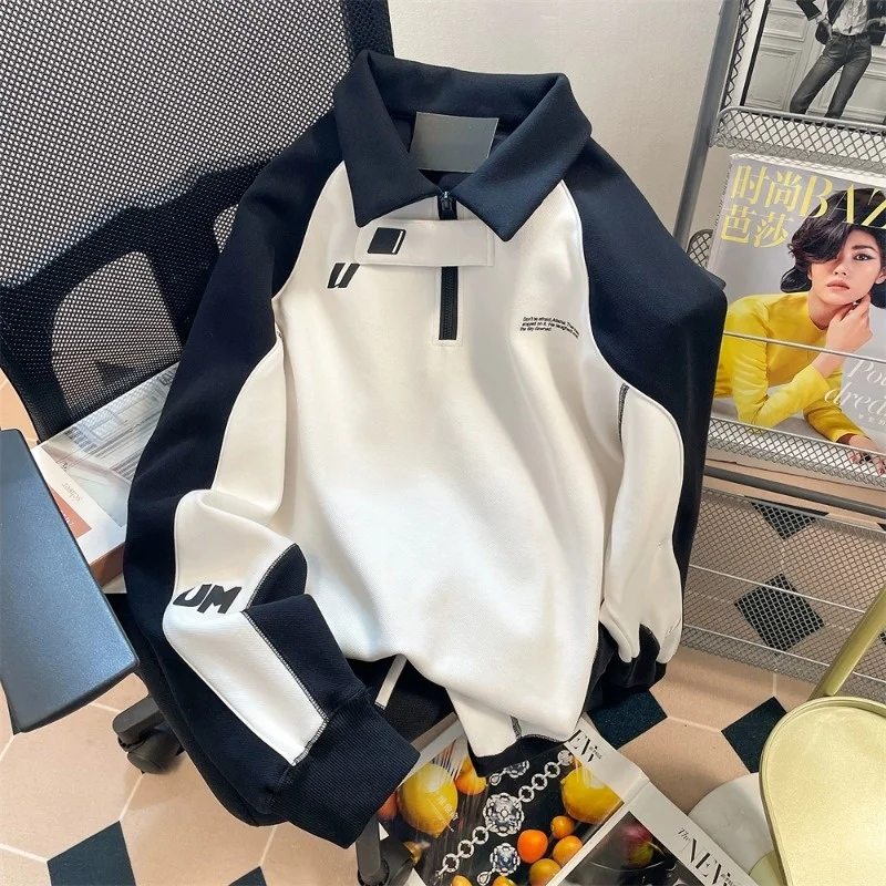 Men's Sweatshirts Street Half-zippers Polo Shirt Sweater Female Velvet Thickened Turndown Collar Long Sleeves Tops Sweatshirt
Men's Sweatshirts Street Half-zippers Polo Shirt Sweater Female Velvet Thickened Turndown Collar Long Sleeves Tops Sweatshirt
