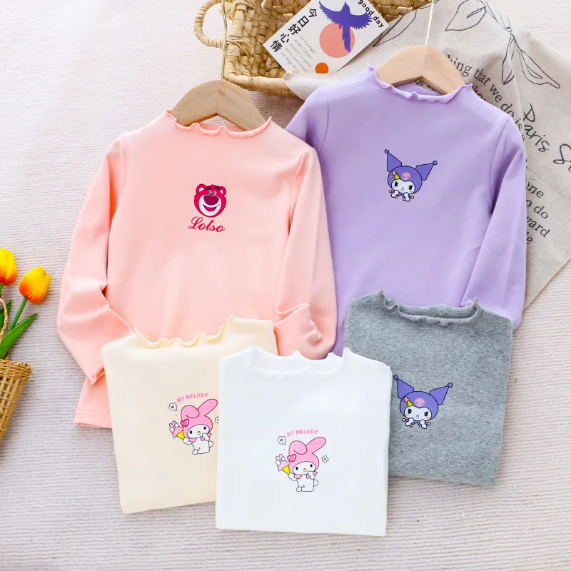 

Kawaii Sanrios Kuromi My Melody Anime Girl Autumn Winter Bottoming Shirt Children's Winter Long-Sleeved Versatile Top Cotton