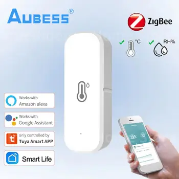 Tuya ZigBee 스마트 온도 습도 센서, 스마트 홈 온도 센서, 알렉사 구글 어시스턴트 스마트 라이프와 작동