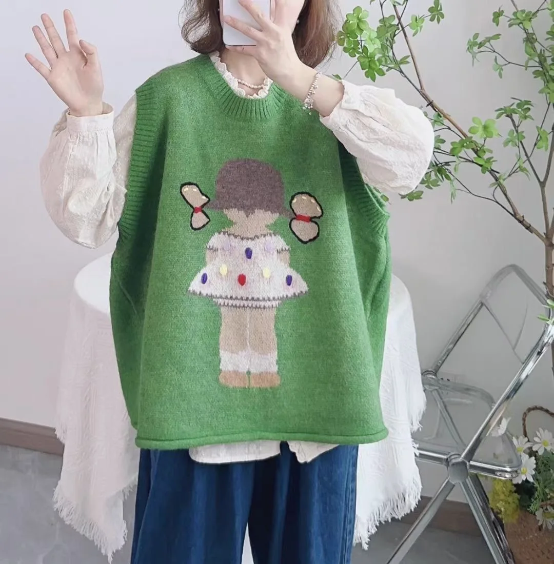 

Hsa женский свитер, жилет Kawaii Cat, вязаный джемпер в Корейском стиле, уличная одежда, пуловер для девочек, винтажный элегантный трикотаж Harajuku Y2k