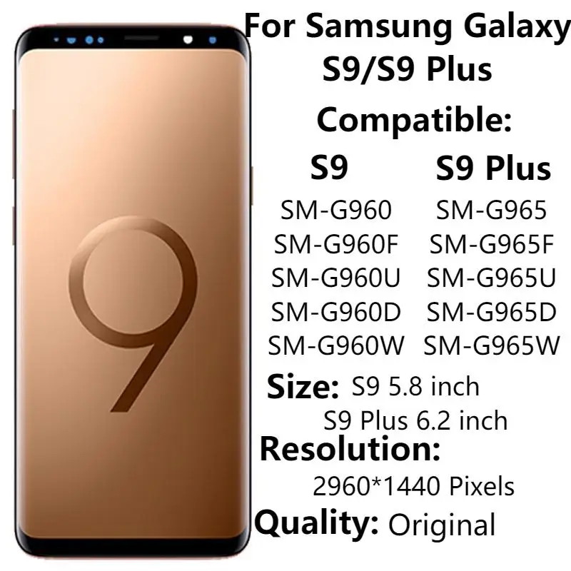 Original AMOLED For Samsung Galaxy S9/S9Plus LCD Display With Frame SM-G960F SM-G965F LCD Touch Screen Digitizer Assembly parts
Original AMOLED For Samsung Galaxy S9/S9Plus LCD Display With Frame SM-G960F SM-G965F LCD Touch Screen Digitizer Assembly parts