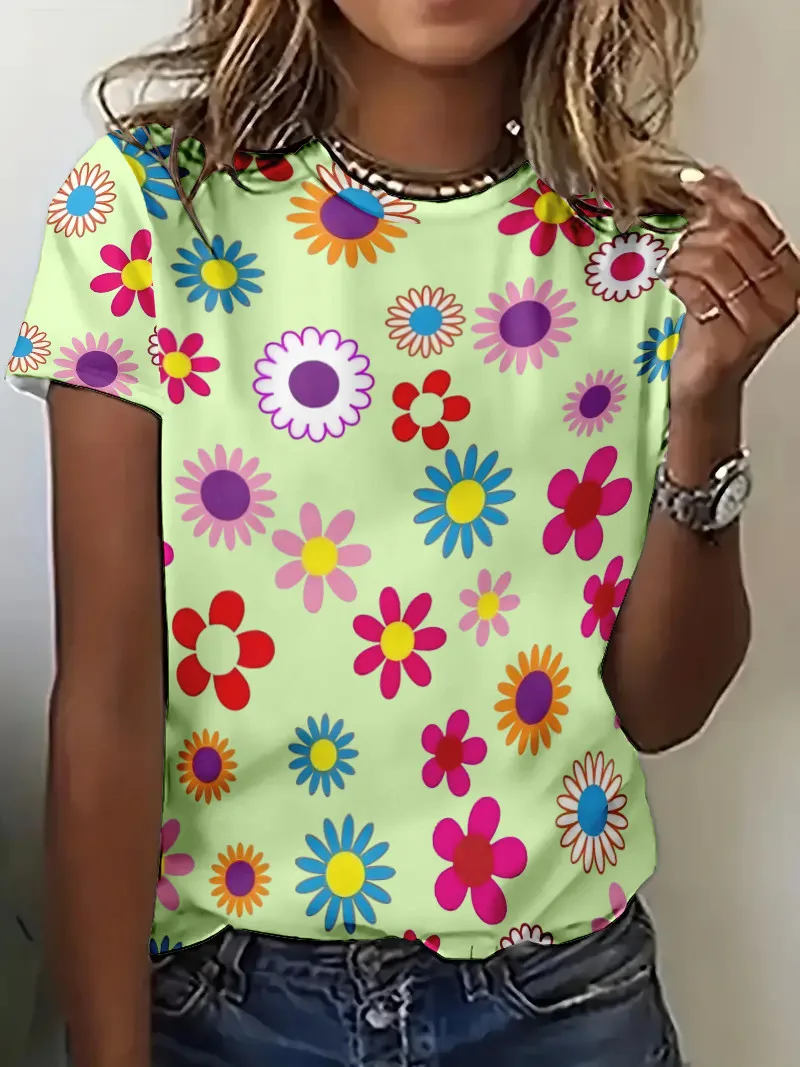 Summer Women T-Shirt 3D Floral Peace Print O-Neck Casual Ladies Tees Short Sleeve Pullover Streetwear Fashion Women Clothing Top
Summer Women T-Shirt 3D Floral Peace Print O-Neck Casual Ladies Tees Short Sleeve Pullover Streetwear Fashion Women Clothing Top