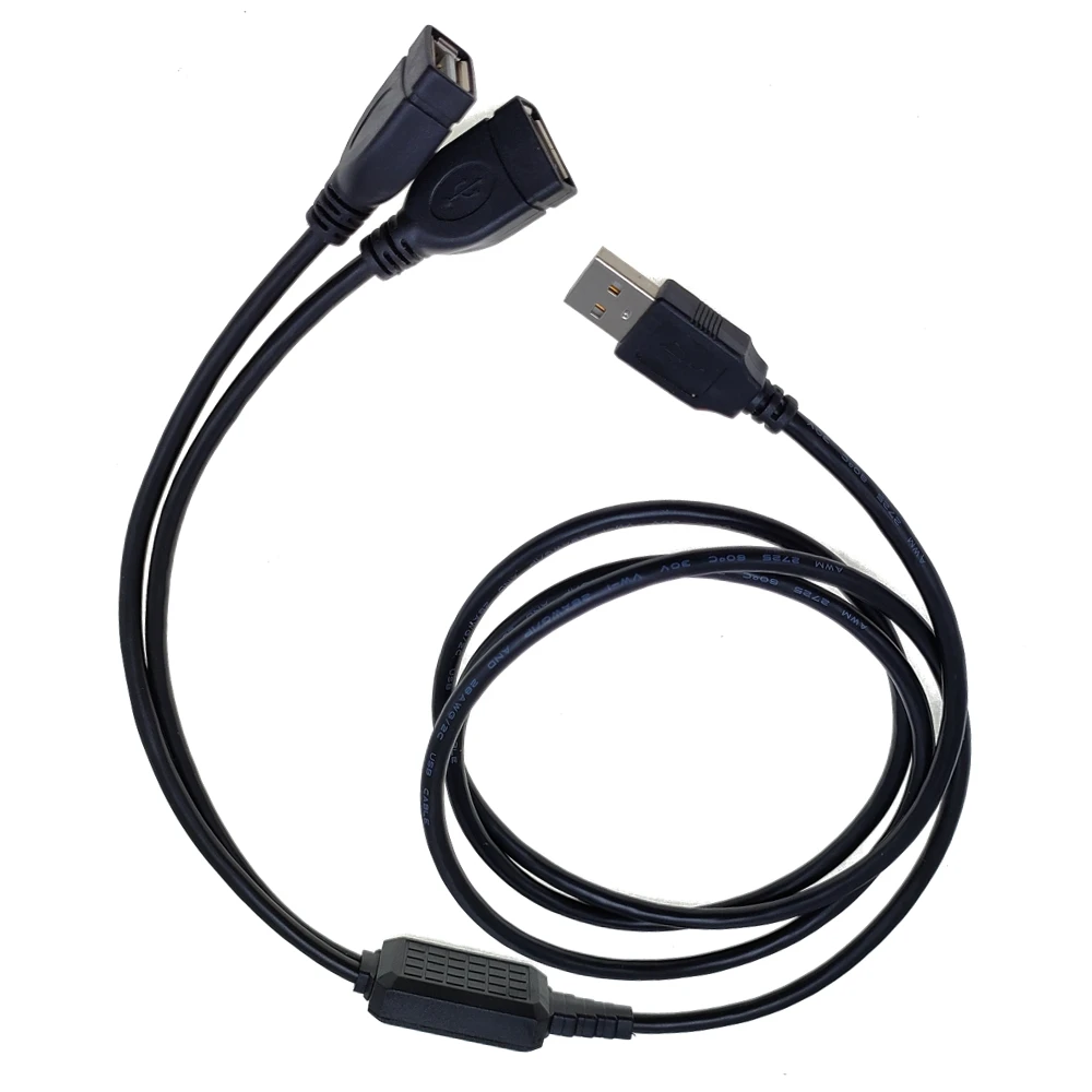 

2 In 1 One Plug To Two Female Socket Usb 2.0 Extension Cable USB Data Cable Charging Line Adapter Black Length 25cm 50CM 80CM