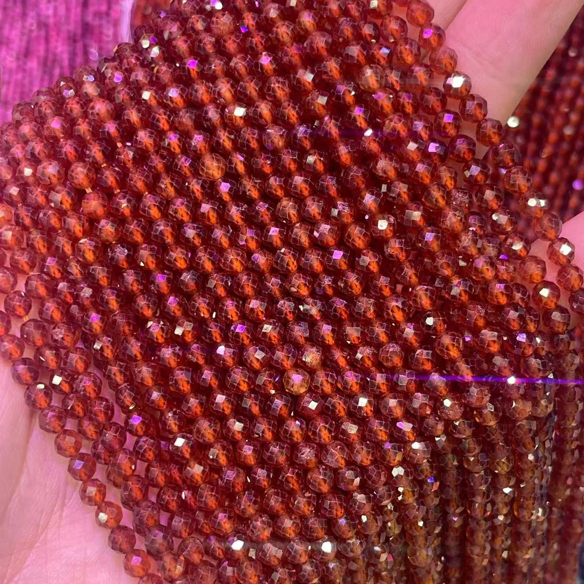 

2/3/4mm 100% Natural Orange Garnet Beads Round Faceted Spessartine Crystal Bead Gem DIY Noble Jewelry Making Necklace Bracelet