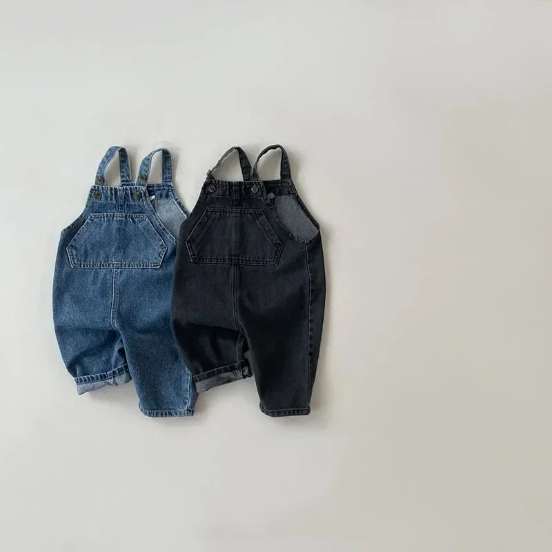 

Осенние корейские детские брюки, джинсовые комбинезоны для младенцев, комбинезон без рукавов для девочек, мягкие хлопковые подтяжки для детей, повседневные брюки для мальчиков