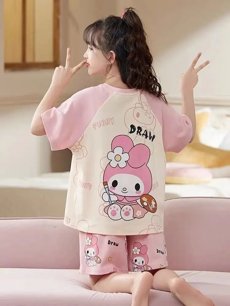 Sanrios Kawaii Hello Kitty Girl Pajamas Lounge Clothes Suit Spring, Summer and Autumn Child Jacket Cartoon Cute Fashion Gift New Sanrios Kawaii Hello Kitty Girl Pajamas Lounge Clothes Suit Spring, Summer and Autumn Child Jacket Cartoon Cute Fashion Gift New