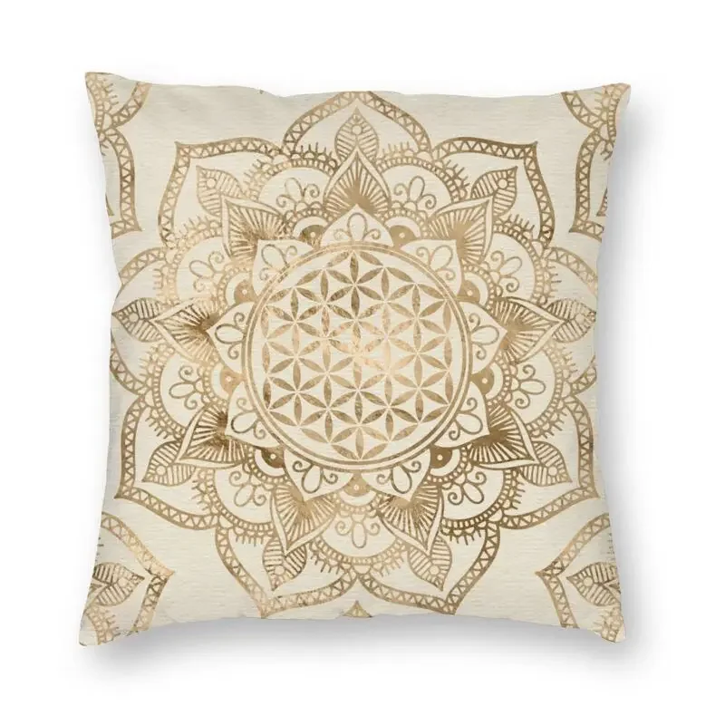 

Mandala Flower Of Life In Lotus Cushion Covers Sofa Living Room Sacred Geometry Square Throw Pillow Case 40x40cm