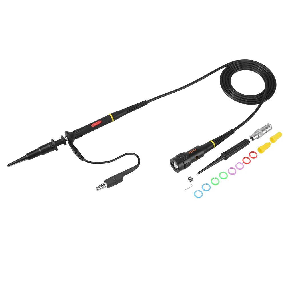 

200Mhz Oscilloscope Probe Clip Scope Test BNC End Probe P2200 10X/1X Black with Adjust Tool Kits