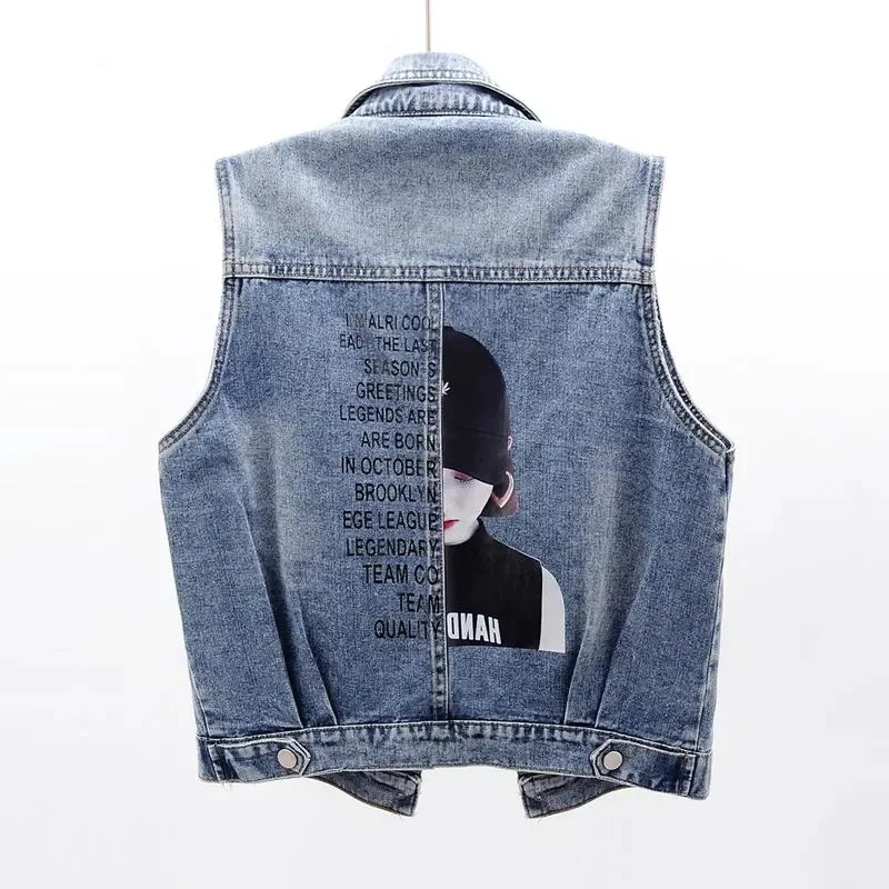 Women Clothes Letter Printed Denim Vest Sleeveless Top Cardigan Korean Fashion Leisure Loose Plus Size Waistcoat Jacket Retro
Women Clothes Letter Printed Denim Vest Sleeveless Top Cardigan Korean Fashion Leisure Loose Plus Size Waistcoat Jacket Retro