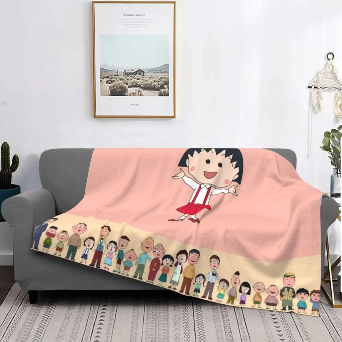

Chibi Maruko Chan Blanket Fleece Textile Decor Cute Girl Breathable Ultra-Soft Throw Blankets for Bed Travel Bedding Throws