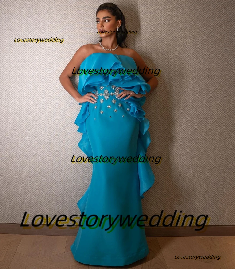 Lovestory فستان حفلات الزفاف Strapless Women Wear Prom Dresses Long Ruffles Zipper Back Vestidos Party Birthday Evening Gowns
Lovestory فستان حفلات الزفاف Strapless Women Wear Prom Dresses Long Ruffles Zipper Back Vestidos Party Birthday Evening Gowns