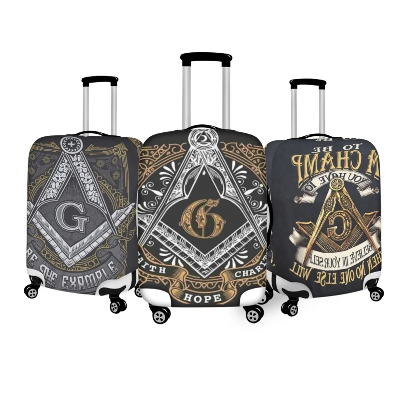 

Freemasonry Pattern Travel Suitcase Cover Washable Luggage Covers Dust Resistant Baggage Protective Sleeve Zipper for 18-32 Inch