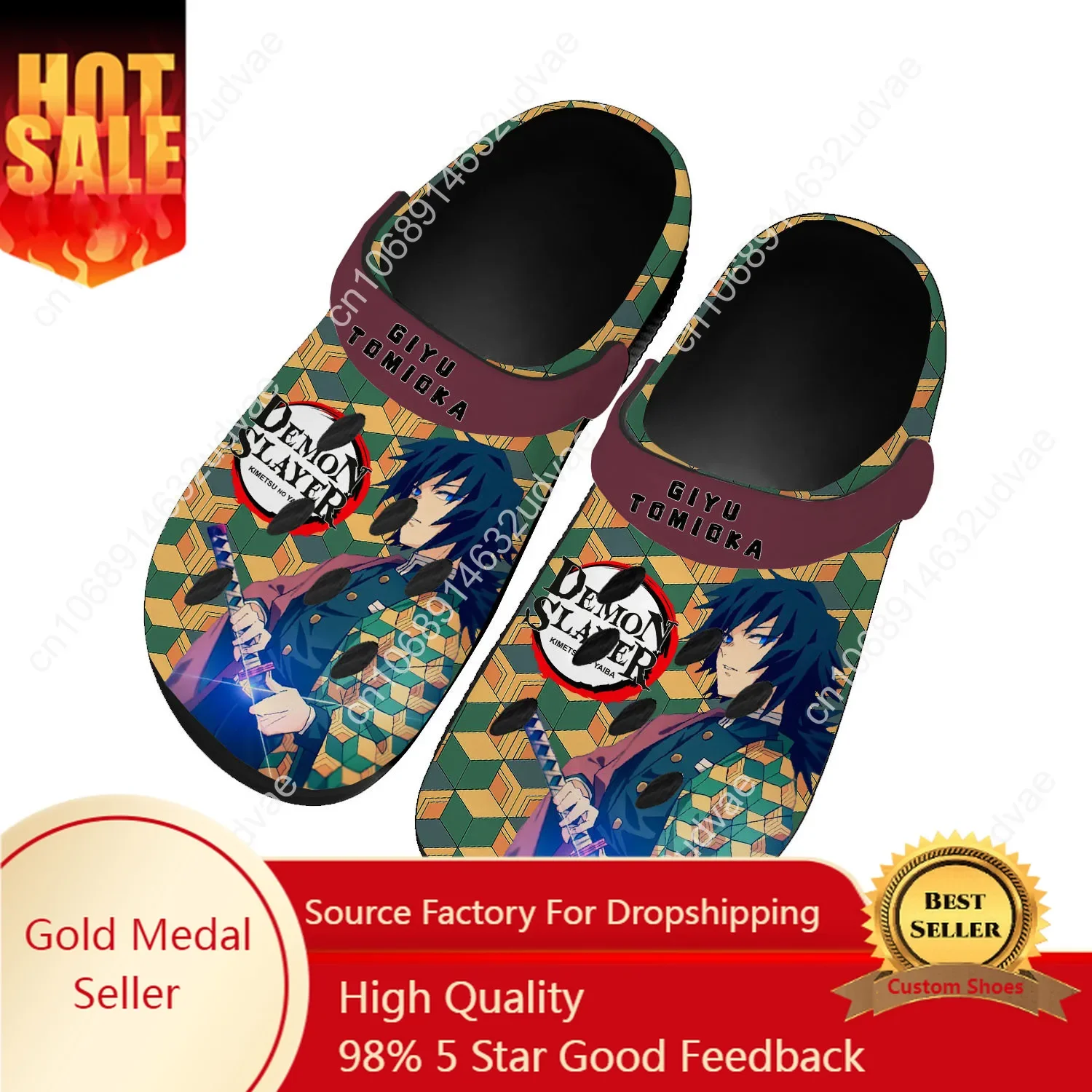 

Japan Anime Cartoon Giyu Tomioka Water Hashira Fashion Home Clogs Custom Water Shoes Mens Womens Clog Beach Hole Slipper