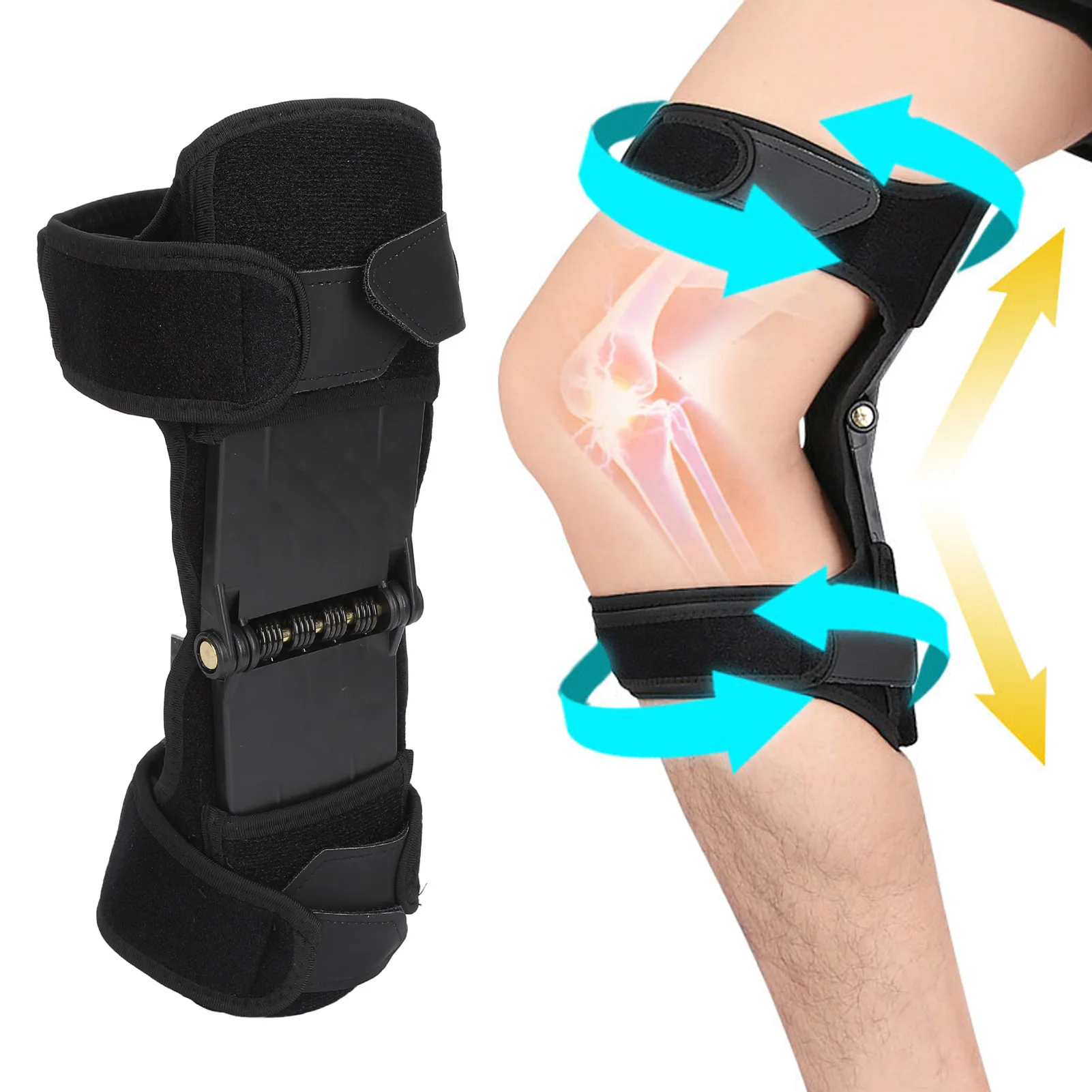 

Усилитель коленного сустава с 4 пружинами, дышащий стабилизатор колена, суппорт для лазанья и альпинизма