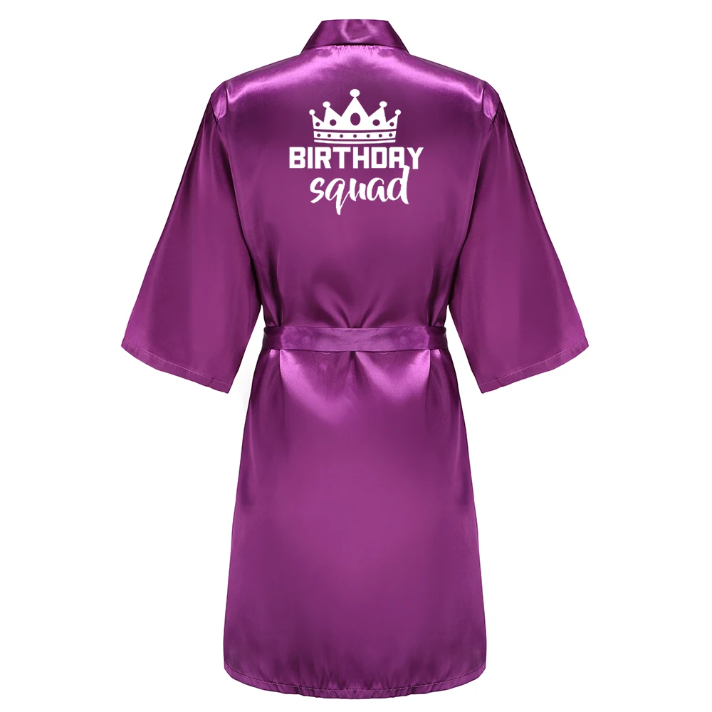 Birthday Party Queen Squad Robes Satin Pajamas Dressing Gown White Writing Kimono Rose Gold Bathrobe Birthday Party Queen Squad Robes Satin Pajamas Dressing Gown White Writing Kimono Rose Gold Bathrobe