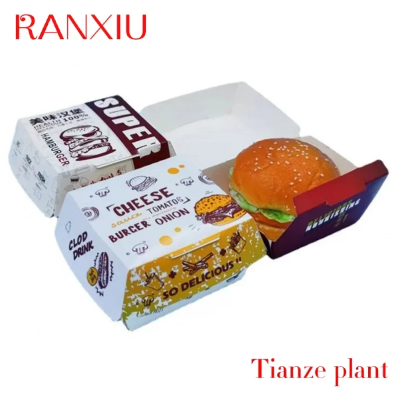 Custom Custom Printing Logo Square New Design Food Grade Paper Recyclable Burger Box Sandwich Hamburger Box Packaging
Custom Custom Printing Logo Square New Design Food Grade Paper Recyclable Burger Box Sandwich Hamburger Box Packaging