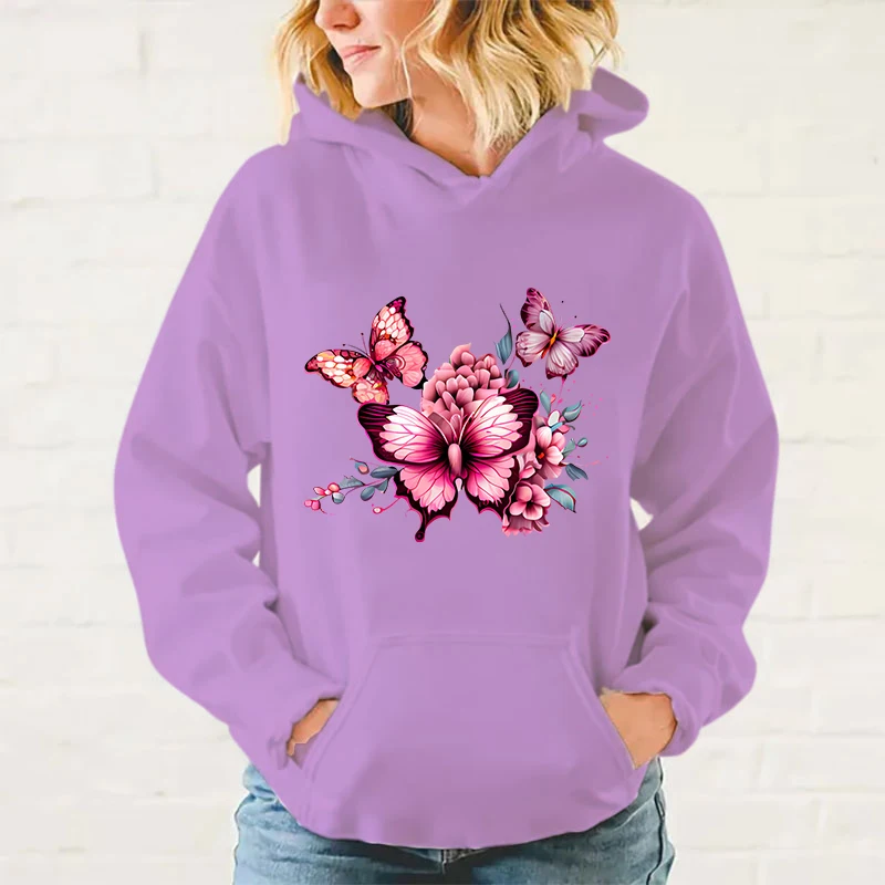 

Худи с цветочным принтом бабочки, модная повседневная флисовая кофта с длинным рукавом и круглым вырезом, женский/мужской пуловер на осень и зиму