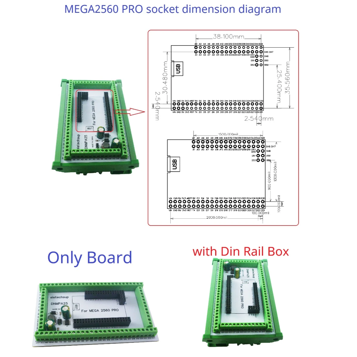 Плата расширения MEGA2560 PRO на DIN-рейку, фотоадаптер 5 В, 2 А, конвертер 3,96 мм, монтажный винтовой клеммный блок, модуль адаптера DNMPA25 для Arduino
Плата расширения MEGA2560 PRO на DIN-рейку, фотоадаптер 5 В, 2 А, конвертер 3,96 мм, монтажный винтовой клеммный блок, модуль адаптера DNMPA25 для Arduino