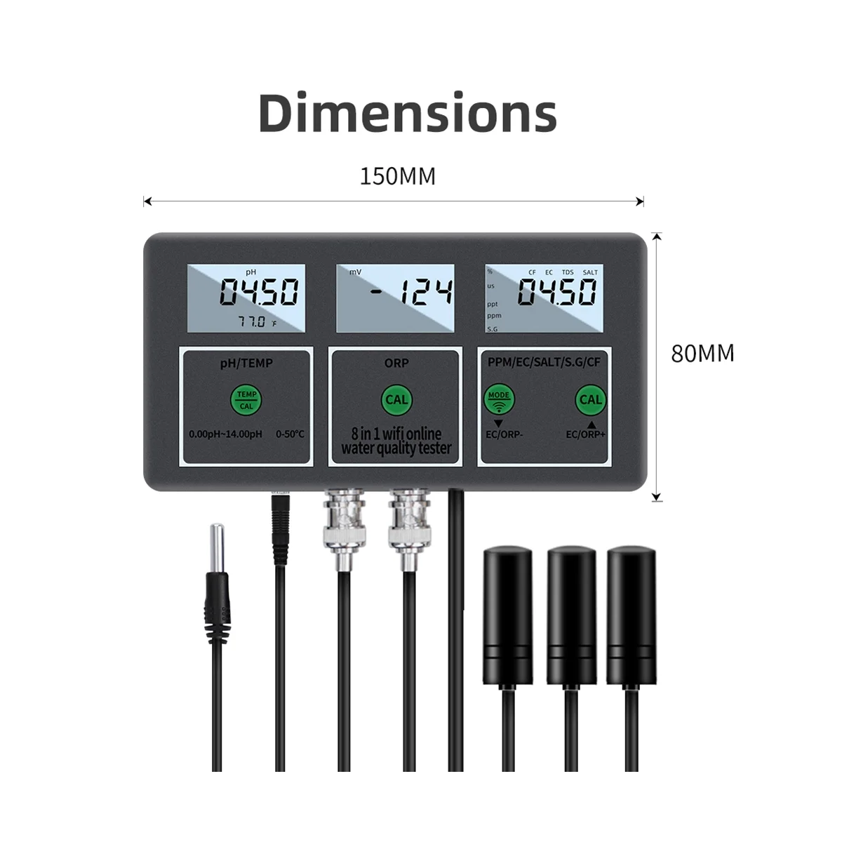 Tuya 8-In-1 Digital WiFi Water Quality Tester PH EC TDS SALT SG.Temp ORP CF Meter Multifunction Smart Monitor US Plug
Tuya 8-In-1 Digital WiFi Water Quality Tester PH EC TDS SALT SG.Temp ORP CF Meter Multifunction Smart Monitor US Plug