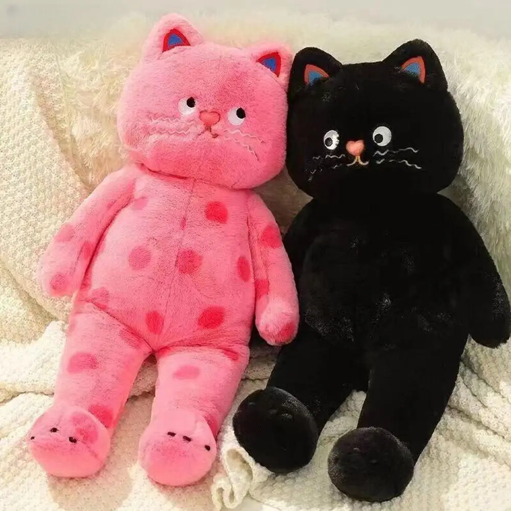 

60cm Cute Pink Polka Dot Cat Plush Pillow Hot Internet Hug Sleeping Cat Plush Toy Cat Lovers Soft Stuffed Plushy Cushion Gifts