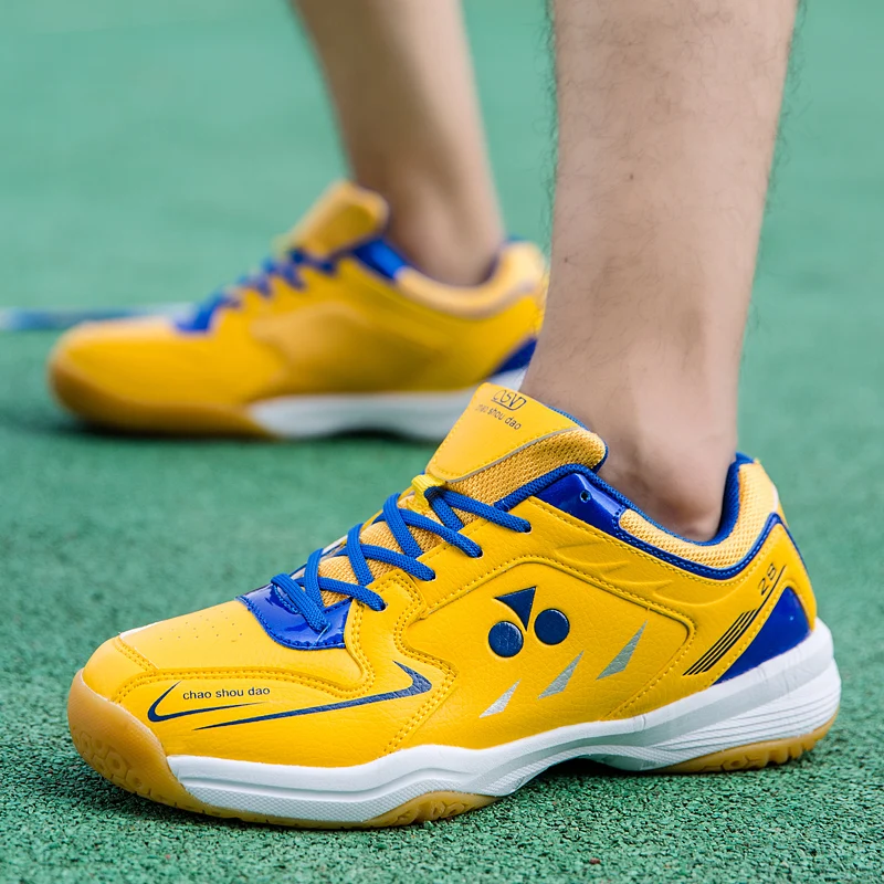 

Модные желтые мужские спортивные туфли для бадминтона, нескользящие спортивные женские кроссовки для фитнеса, волейбола, настольного тенниса, тренировок 2906