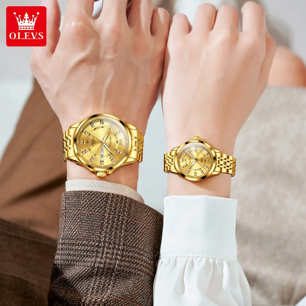 OLEVS-Montre-bracelet à quartz étanche pour couple, montres de marque de luxe, date Shoe, cadeau amoureux des travailleurs, tendance de la mode, originale 5