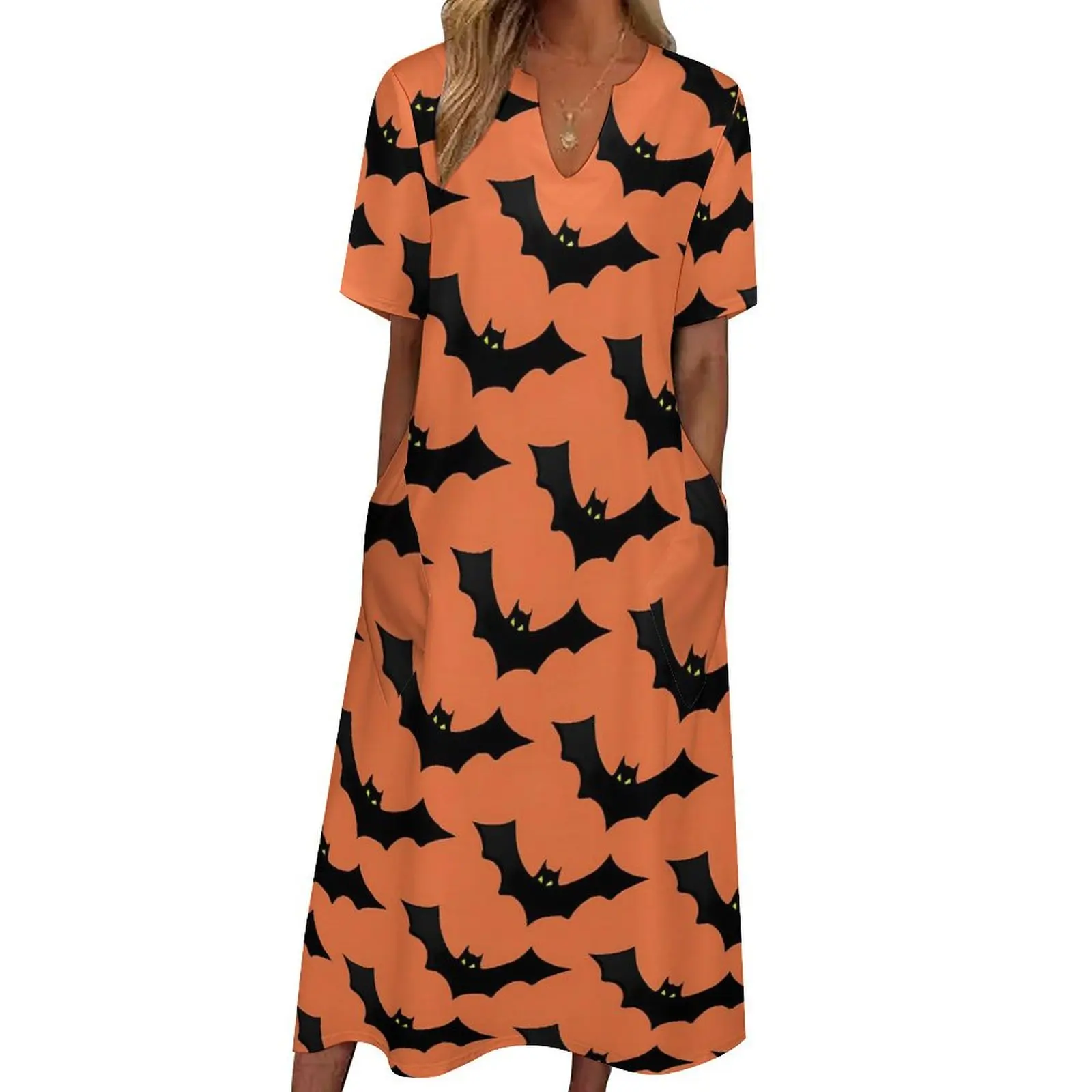 Spooky Halloween Dress Summer Black Orange Bat Street Style Bohemia Long Dresses Female Graphic Modern Maxi Dress Big Size 5XL
Spooky Halloween Dress Summer Black Orange Bat Street Style Bohemia Long Dresses Female Graphic Modern Maxi Dress Big Size 5XL