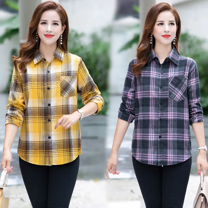 2023 New Women Korean Fashion Casual Plaid Shirts Tops Spring and Summer Blouses Female Loose Shirts Daily Streetwear T179
2023 New Women Korean Fashion Casual Plaid Shirts Tops Spring and Summer Blouses Female Loose Shirts Daily Streetwear T179