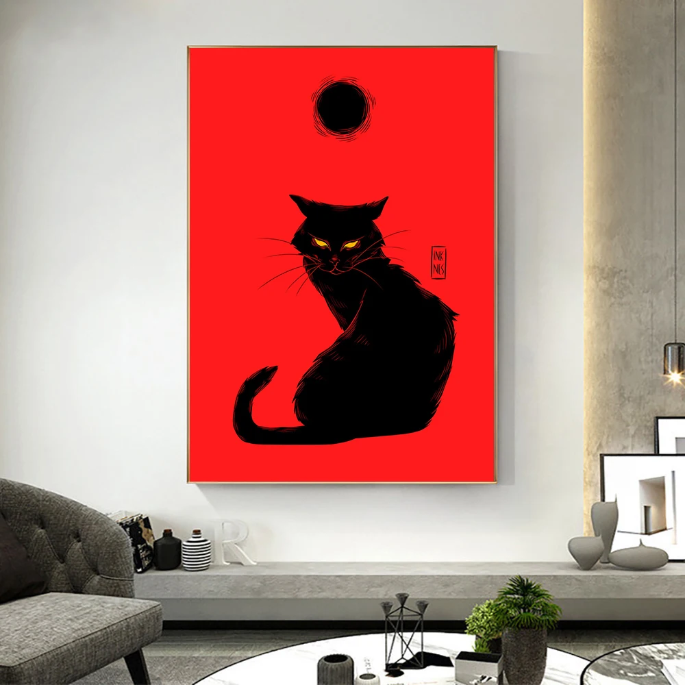 Black Cat Painting Canvas Print Gothic Wall Art Poster Animal Red Mininalist Picture for Gift Living Room Home Decor Cuadros
Black Cat Painting Canvas Print Gothic Wall Art Poster Animal Red Mininalist Picture for Gift Living Room Home Decor Cuadros