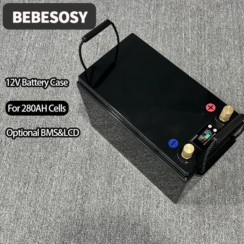 

12V 280AH DIY Battery Case Portable Battery Box 4S Optional JK 200A BMS 2A Active Balance TFT LCD Tape Bolt For RV Yacht Car