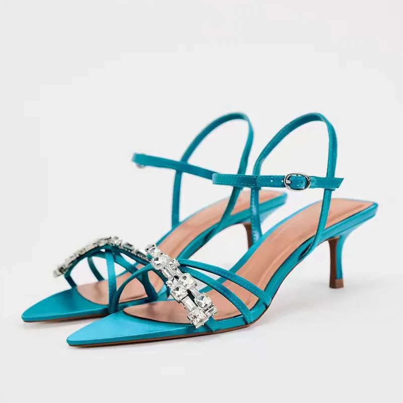 TRAF Rhinestone Blue-Green Sandals For Woman Point Head Open Toe Metal Buckle Ankle Straps Pumps Women Stiletto Slingbacks Shoes
TRAF Rhinestone Blue-Green Sandals For Woman Point Head Open Toe Metal Buckle Ankle Straps Pumps Women Stiletto Slingbacks Shoes